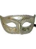 Silver Venetian Masquerade Mask with Glitter and Gothic Designs