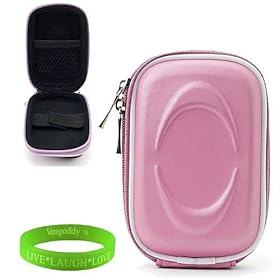 Pastel Purple point and shoot digital skinny camera case with Reinforced Shell & Zipper for all models of your Canon Powershot S100 or Canon Powershot S95 + Green Vangoddy Bracelet!!!
