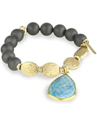Lucky Star Jewels Semi Precious Gemstone Vermeil Stretch Tear Drop Bracelet