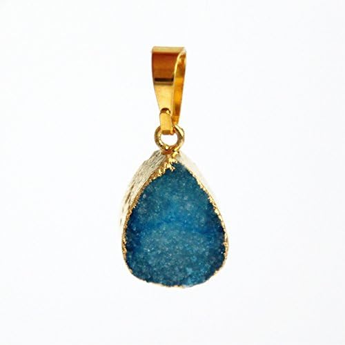 Sumsoar Quartz Druzy Pendant, Natural Rock Stone Pendant for Chain Necklace (Blue)