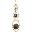 14K Yellow Gold Peridot, Mozambique Garnet and Amethyst Pendant