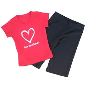 LOVE YOUR FAMILY Heart Pant Set - red