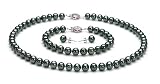 PearlsOnly Dyed-Black 6.5-7.0mm AAA Japanese Akoya Cultured Pearl Set