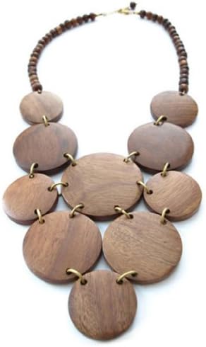 Fair Trade "Stones Throw" Wood Necklace - Choose Brown or Navy (Brown)