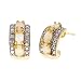 Simulated Opal Genuine Diamond Gold J-Hoop Earrings