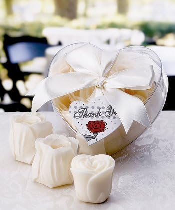 Soap and Candle Rose Design Bath Set Ivory (24 per order) Wedding Favors