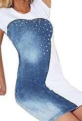 Denim/Polyester/Spandex Short Sleeves Spring Summer Winter Mini Dress 