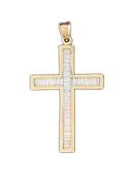 CleverEves 14K White Gold Created Opal Pendant 10.4 - Gram(s)