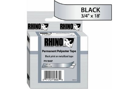 Dymo Rhino 3/4inx 18ft Metallized Permanent Labels Resistant to oil solvents & chemicals