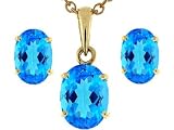 3.50 cts Genuine Blue Topaz Boxed Gift Set - 14kt White Gold LIFETIME WARRANTEE