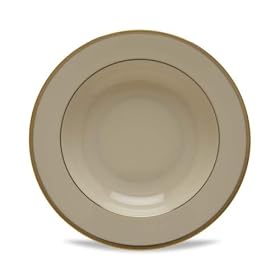 Lenox Tuxedo Gold Banded Ivory China Pasta Bowl Rim Soup by Lenox