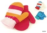 2 Pack Striped Babies Mittens Pink, Cerise & Orange GL086