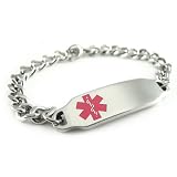 Pre Engraved - Coumadin Medical Alert ID Bracelet, Pink Symbol