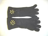 G12b, Black Angora Gloves Trimmed with Black and Gold Circular Braid with Tassle