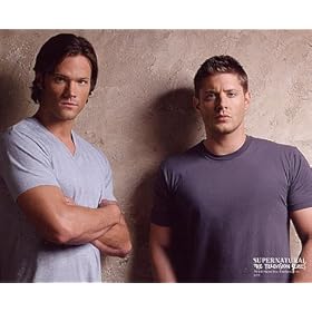  Supernatural SAM & DEAN AGAINST BROWN STUCCO WALL 8x10 Color Photo