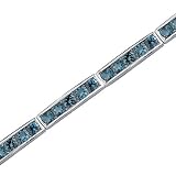 Desired Splendor: 6.00 carats total weight Round Shape London Blue Topaz Gemstone Bracelet in Sterling Silver Rhodium Finish