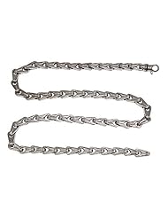 925 Sterling Silver Handmade Link Chain Rhodium Plated 24" 107.3g.