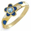Ring With Genuine Topaz Well Made in Two tone Enamel and Yellow Gold- - Certificate Available.