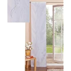 Eleganter Fl�chenvorhang Schiebegardine aus gl�nzendem Taft, mit Stickerei in Wellenform, mit Zubeh�r, 245x60, Wei�, 42040