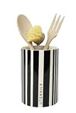 T&G Line Art Utensil Pot in Black Stripe Ceramic(Gift Boxed) d12x17cm