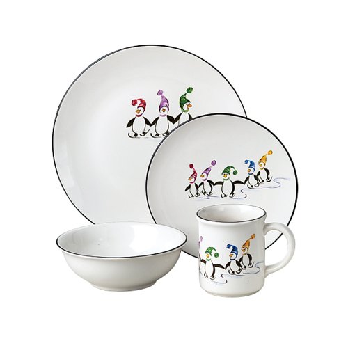 Pfaltzgraff Penguin Skate 16- Pc Dinnerware Set. Service For Four