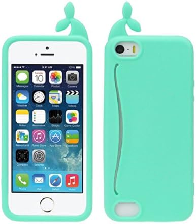 ABC Cute Big Mouth Whale Rubber Card Holder Soft Case Cover for Iphone 5 5s (Mint Green)