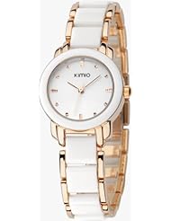 KIMIO K455L-SRG01 Fashion Ladies Quartz Wristwatches Stainless Steel White mix Golden