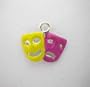 Silver Enamel Pink Yellow THEATER MASK CHARM
