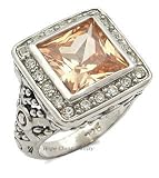3.50 Carats Princess Cut Champagne CZ Ring