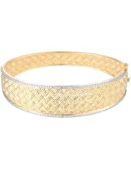 18k Gold Over Sterling Silver and Diamond Accent Basketweave Bracelet