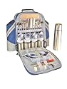 Super Deluxe Four Person Picnic Backpack inTwo Tone Azur Blue