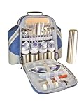 Super Deluxe Four Person Picnic Backpack inTwo Tone Azur Blue Outdoor Living