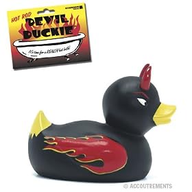 Hot Rod Devil Duckie Rubber Duck - Black with Red Flames by Ducks & Devil Ducks