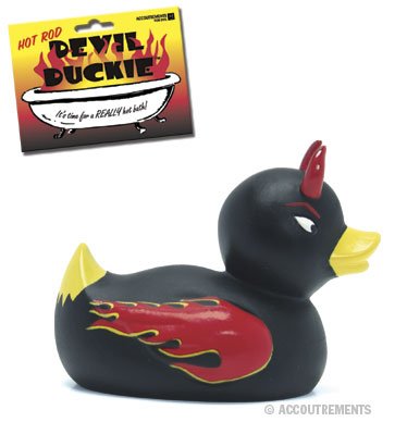 Childrens Toyshop  Toys : Hot Rod Devil Duckie Rubber Duck - Black with Red Flames
