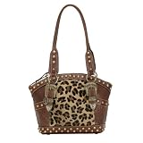 Leopard Print American West Wild Side Zip Top Bucket Tote