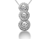 1.42 Regal Diamond Three Stone Pendant in Platinum