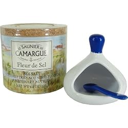 Ceramic colorful Salt server with spoon special salt server for gourmet salt with Fleur de Sel de Camargue