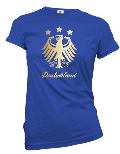 DEUTSCHLAND ADLER – GOLD – Royalblau – WOMEN T-SHIRT by Jayess Gr. XS