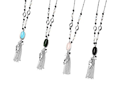 Onnea Cocktail Multi Colors Stone Tassel Necklace