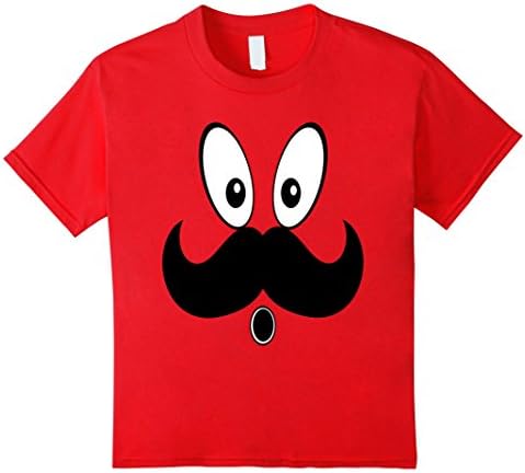 Kids Funny Mustache Smiley Silhouette Tshirt for Women,Girls,Kids 6 Red