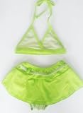 Toddler Girls 3PC Swimsuit - 2PC Bikini and Skirt - Lime/WhiteStripe Sizes 2T-4T