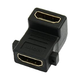 Gino Black 2mm Mount Hole 90 Degree Rotating HDMI Female/Female Adapter Plug Connector