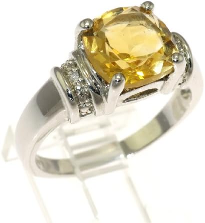 Size 10 925 Sterling Silver Genuine Citrine Diamond Accent Ring