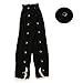 Tirain Women Knitted Flat Button Down Crochet Leg Warmers with Lace Trim FBA(Black)