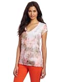 41PBnGE6FtL. SL160  Calvin Klein Jeans Womens Floral Bouquet Cap Sleeve Tee