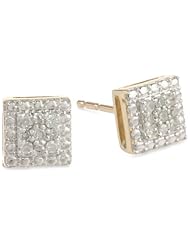 10k Yellow Gold Diamond Square Stud Earrings (1/8 cttw, I-J Color, I2-I3 Clarity)