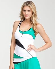Green Tennis Colorblock 1/2 Zipper Tank - BEBE SPORT