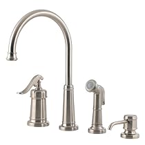 Price Pfister 026-4YPK Ashfield 4-Hole Kitchen Faucet, Satin Nickel