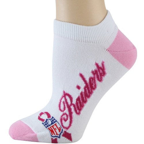 For Bare Feet Oakland Raiders Women's Breast Cancer Awareness Socks Medium