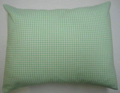 <br />Crib / Toddler Baby Pillow Case - Percale Pillow Sham - Green Gingham - Made In USA